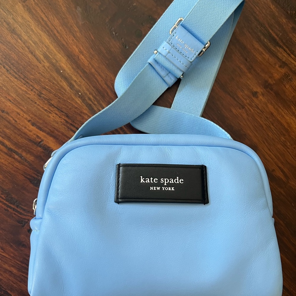 Kate Spade Smooth Leather, Puff Astral Blue Crossbody Bag